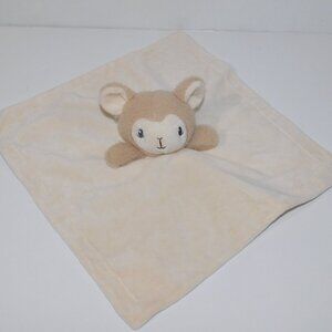 MTY Tan Lamb Llama Rattle Security blanket Plush Fuzzy Baby Lovey Nunu